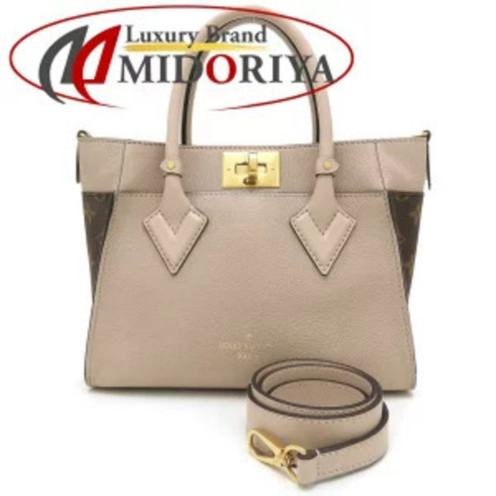 LOUIS VUITTON Monogram On My Side Handbag Greige Gray Brown
